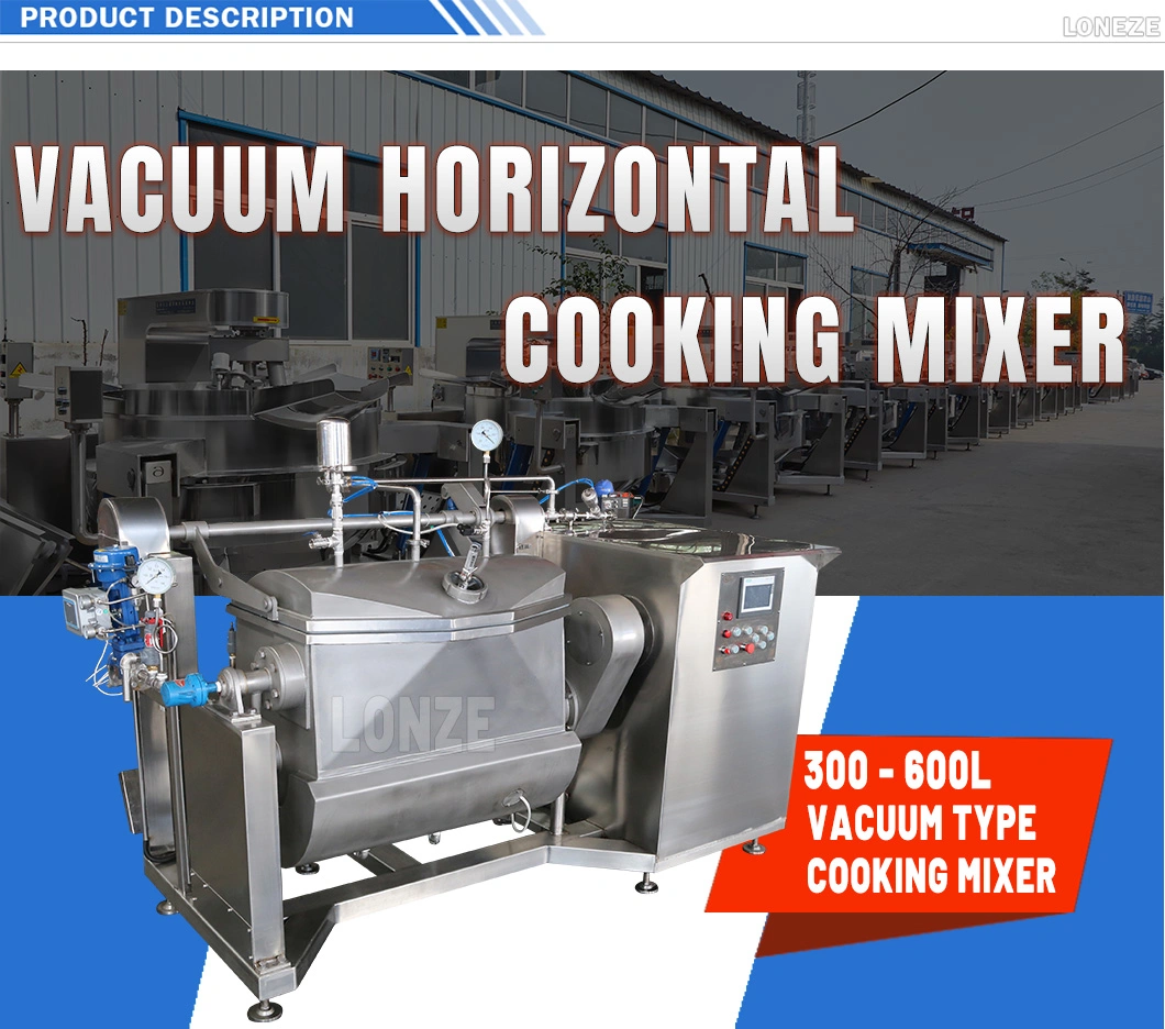 Horizontal Industrial Food Mixer Stainless Steel Vacuum Cooking Pot for High Viscosity Beans Paste