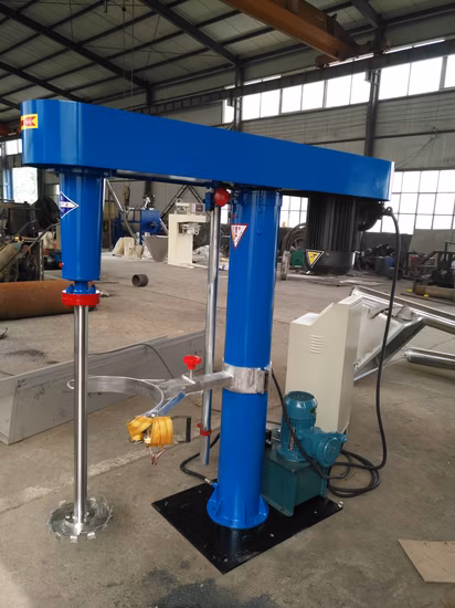Bester Preis 7,5 kW 400L hydraulische Hebeplattform Typ Emulsion Latex Farbmischer Maschine Hochgeschwindigkeitsdispergierer